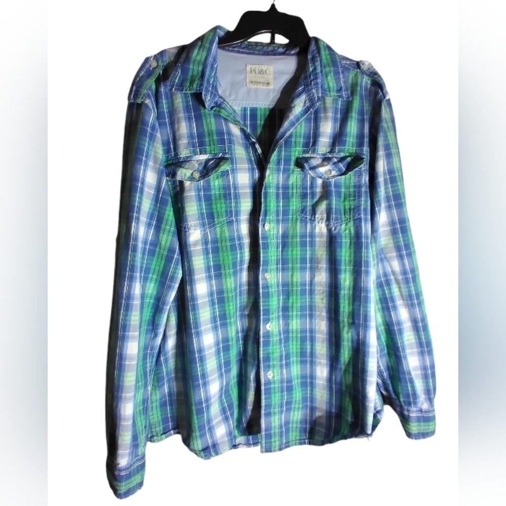 3/$15 PD&C mens button down shirt plaid XL